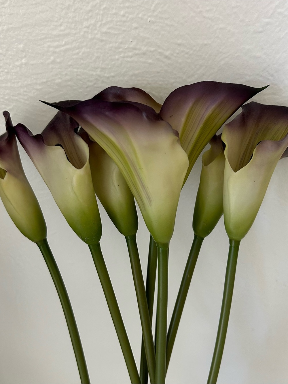 EUC - REAL TOUCH PURPLE TIPPED CALLA LILY FLOWER  – 8 STEMS 20” Tall